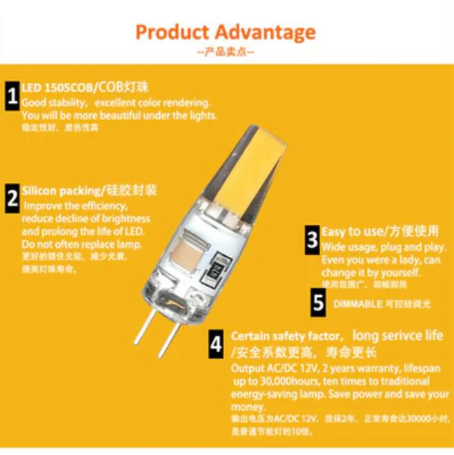 G4 LED Light Bulbs 1.5W Equivalent to 15W AC 110V-120V /200-240V, Bi-pin LED Bulb Silicone G4 LED Bulbs (10-Pack)
