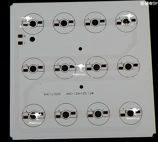 12W 125x125mm LED High Power Rectangular Aluminum Plate 12 Series Connections