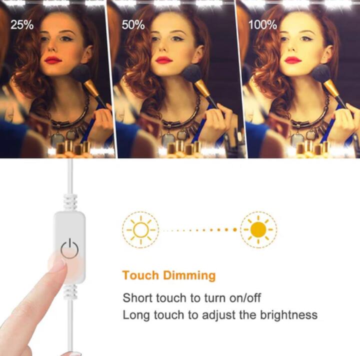 DIY Hollywood Style LED Vanity Mirror Lights Kit Dimmable Lighting, 10FT/20W-60leds, Daylight White, Waterproof IP67 with dimmable and power supply