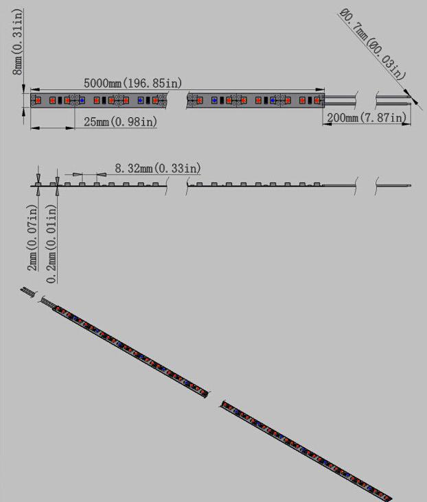 Plant Growth RED:BLUE /660nm:460nm LED Grow Light SMD2835 120LEDs 12V 24W Per Meter Strip