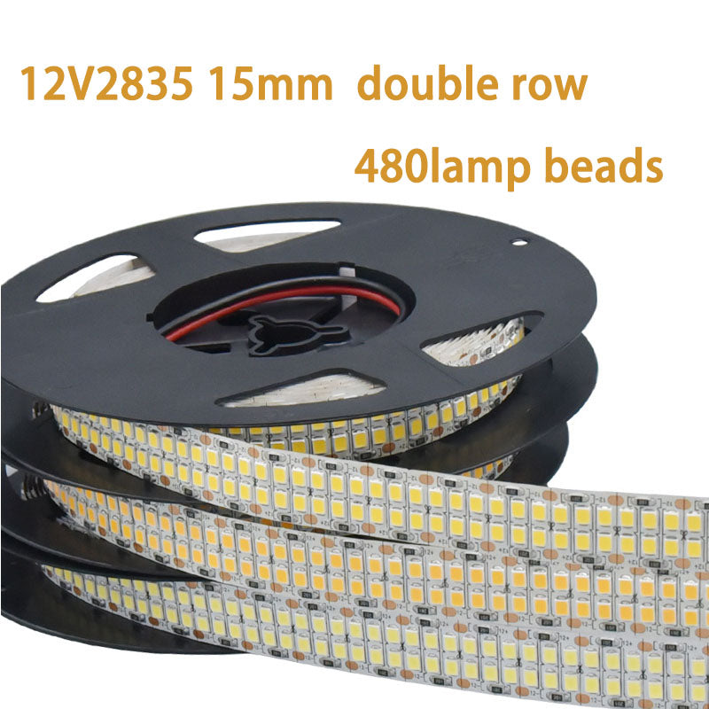 12V 2835LED DOUBLE ROW STRIP LIGHT 480LEDS/METER 12V2835 LOW VOLTAGE HIGH BRIGHTNESS STRIP LIGHT 5M (16.4FT)  2835STRIP LIGHTSS