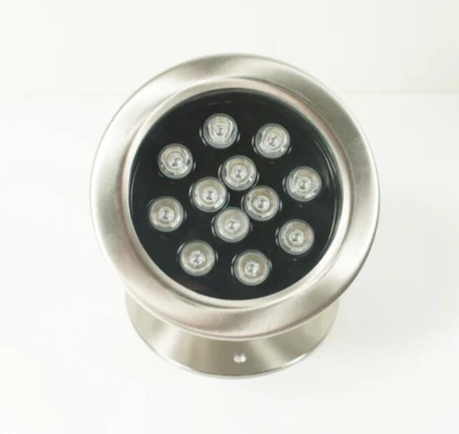 4 Pack 12W LED Under Water Light, Stainless Steel Housing, 168mm in Diameter, Single Color DC24V, IP68 Waterproof Fountain Light