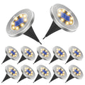 12 pack Solar Light Outdoor 8 LED Waterproof Sidewalk Disk Lights Solar Powered Landscape Lighting