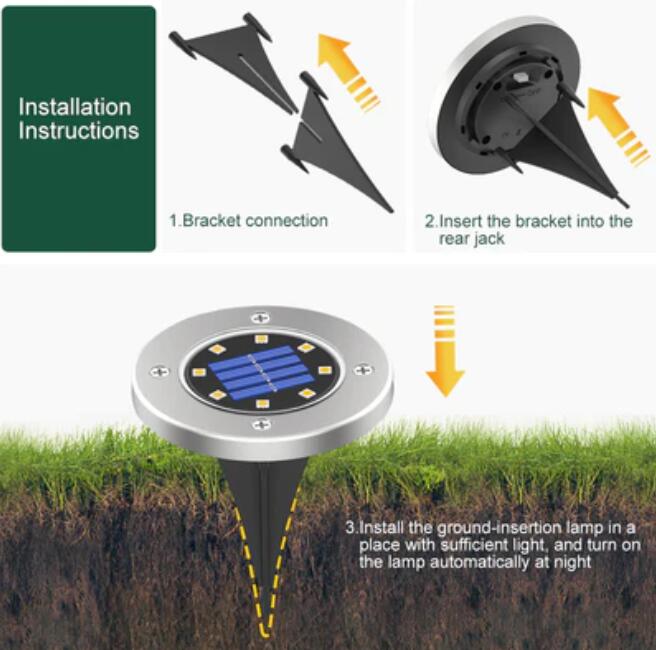 12 pack Solar Light Outdoor 8 LED Waterproof Sidewalk Disk Lights Solar Powered Landscape Lighting