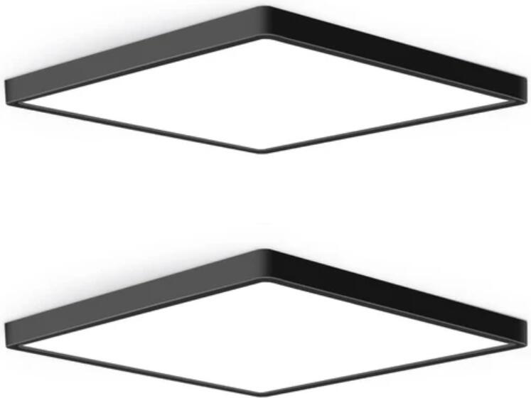 12inch 24W LED Ceiling Light Flush Mount, 3200LM Black Flat Ceiling Lamp, Square Low Profile Lighting Fixture for Bedroom, Kitchen, Living Room, Stairwell