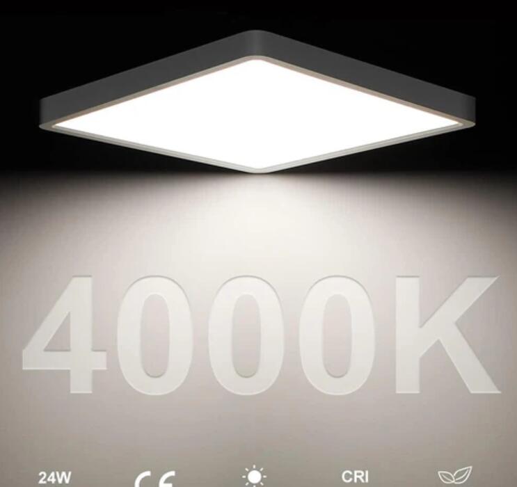 12inch 24W LED Ceiling Light Flush Mount, 3200LM Black Flat Ceiling Lamp, Square Low Profile Lighting Fixture for Bedroom, Kitchen, Living Room, Stairwell