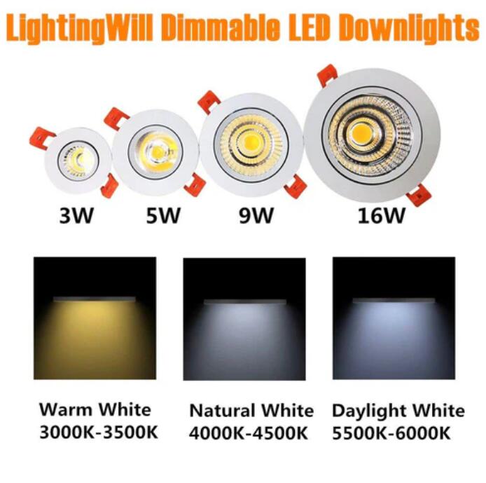 16W Dimmable CRI80 COB LED Downlight Cut-out 4.5in (115mm) 60 Degree 120W Halogen Bulbs Equivalent