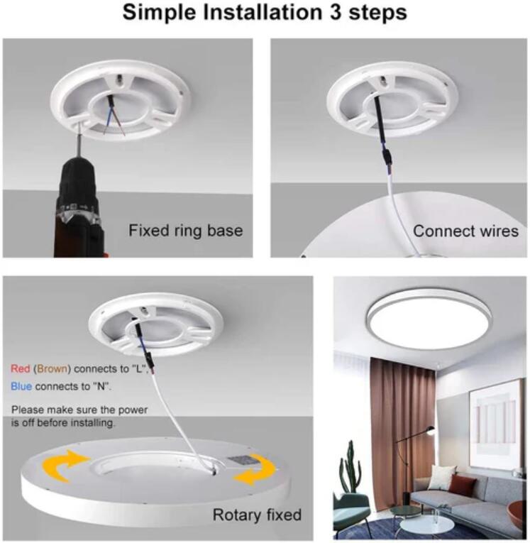 18.9 Inch 36W Ultrathin Modern LED Ceiling Light for Bedroom, Kitchen, Bathroom