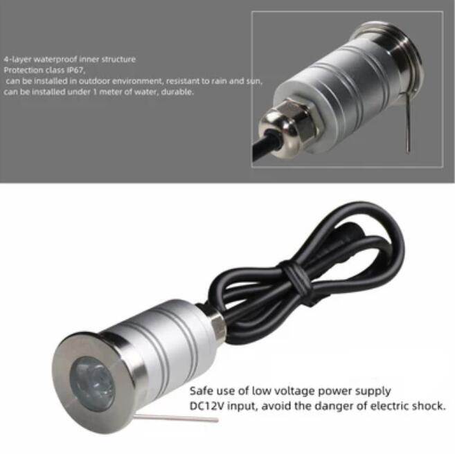 8PCS Pack 1W DC12V-24V IP67 15° Angle Waterproof Garden Stainless Steel Wall Corner Light Outdoor Spot LED Step Light