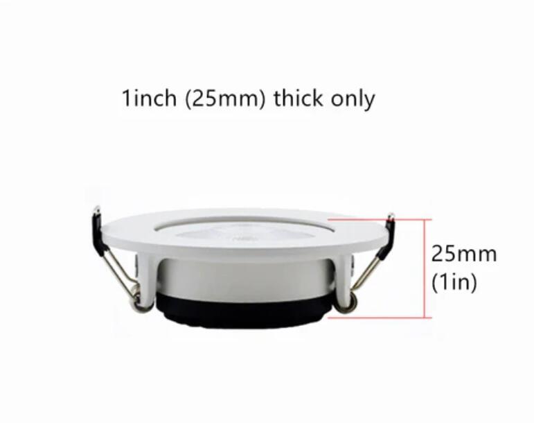 1inch Thick Low Profile LED Downlight 3W 2'' CRI80 Anti-glare Diffuser Ceiling Light