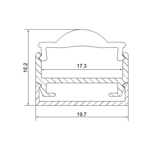 LED  aluminum Channel  with Clear Lenses Diffuser (WxH):16.9 mm x 6.1mm 1 meter (39.4inch)  LED Profile