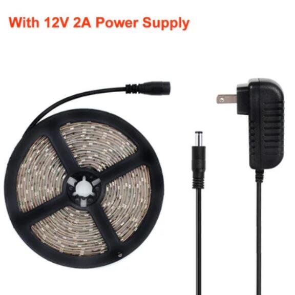 24W UV Black Light LED Strip 16.4FT/5M UV 3528 300LEDs 395nm-405nm Waterproof LED Strip Light for Night Fishing,Party w/ 12V 2A Power Supply