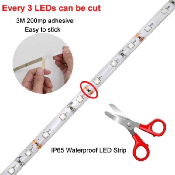 24W UV Black Light LED Strip 16.4FT/5M UV 3528 300LEDs 395nm-405nm Waterproof LED Strip Light for Night Fishing,Party w/ 12V 2A Power Supply