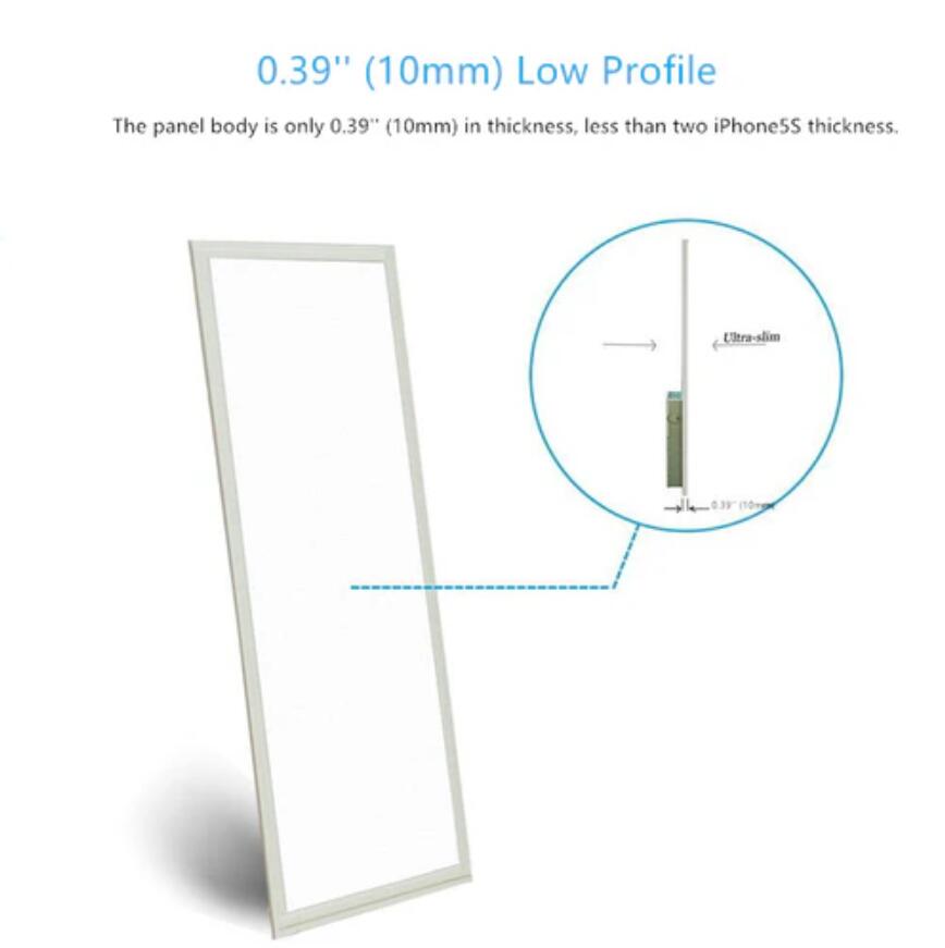 1'x4' (295x1195mm) 40W LED Panel Light in 0.39'' (10mm) White Trim Flat Sheet Panel Lighting Board Super Bright Ultra Thin Glare-Free