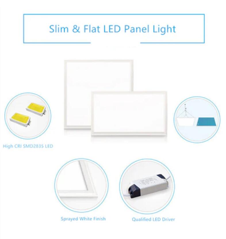 1'x1' (295x295mm) 12W LED Panel Light in 0.39'' (10mm) Thick White Trim Flat Sheet Panel Lighting Board Super Bright Ultra Thin Glare-Free