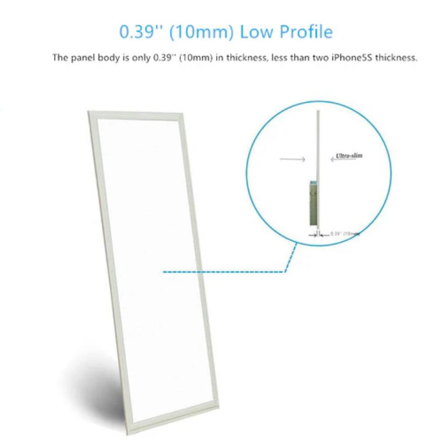 1'x2' (295x595 mm) 24 Watt LED Panel Light in 0.39'' (10mm) Thick White Trim Flat Sheet Panel Lighting Board Super Bright Ultra Thin Glare-Free