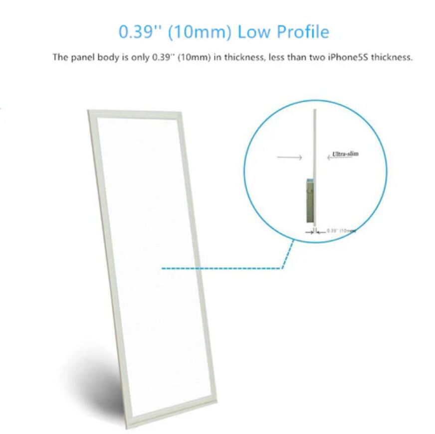 2'x4' (595x1195mm) 60W LED Panel Light in 0.39'' (10mm) Thick White Trim Flat Sheet Panel Lighting Board Super Bright Ultra Thin Glare-Free