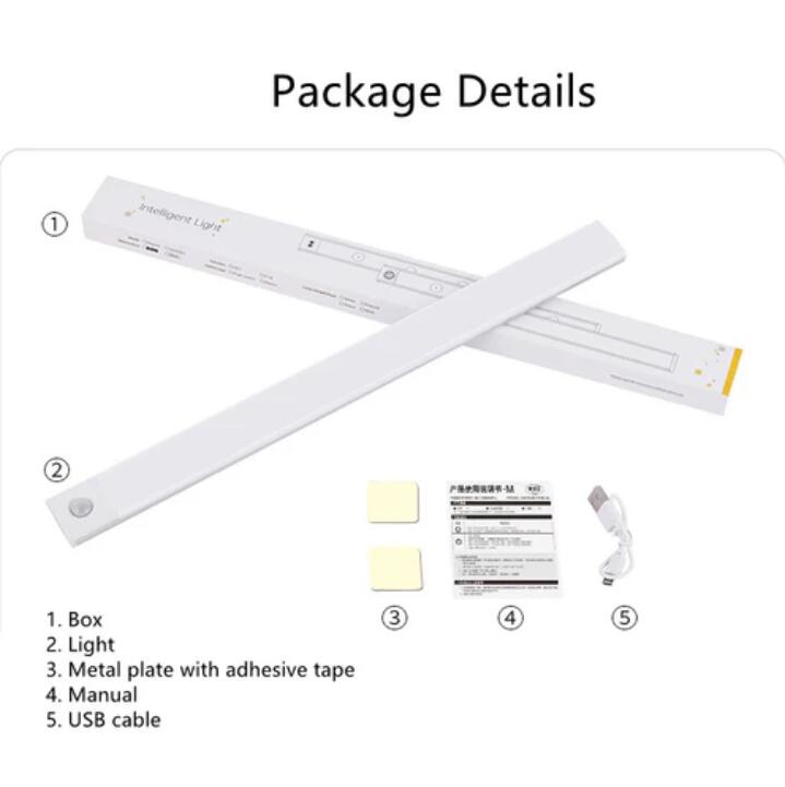 2Pack Under Cabinet Lights, LED Closet Lights Wireless Magnetic Motion Sensor Activated Light Bar Indoor Rechargeable Battery Operated Stick on Under Counter Lights for Kitchen Stairs Hallway
