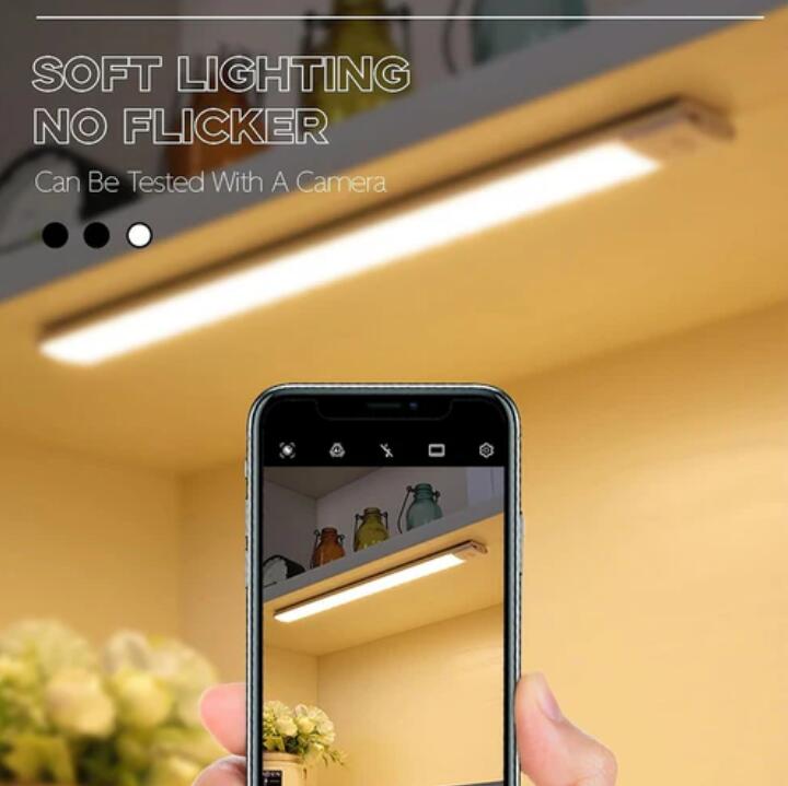 2Pack Under Cabinet Lights, LED Closet Lights Wireless Magnetic Motion Sensor Activated Light Bar Indoor Rechargeable Battery Operated Stick on Under Counter Lights for Kitchen Stairs Hallway