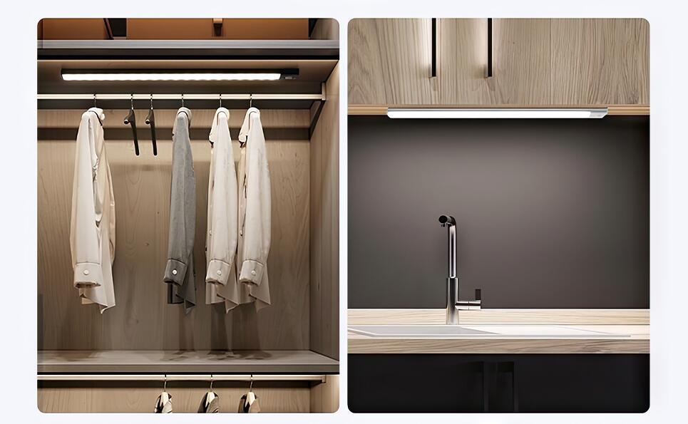 2Pack Under Cabinet Lights, LED Closet Lights Wireless Magnetic Motion Sensor Activated Light Bar Indoor Rechargeable Battery Operated Stick on Under Counter Lights for Kitchen Stairs Hallway