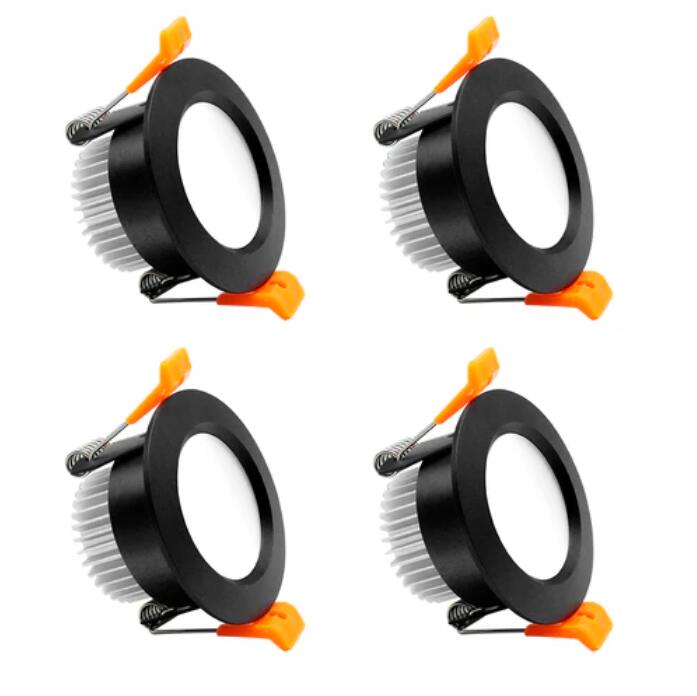4 Pack 2 Inch Dimmable LED Downlight, 3W(35W Halogen Equivalent) Black Trim LED Ceiling Light