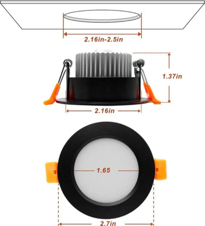 4 Pack 2 Inch Dimmable LED Downlight, 3W(35W Halogen Equivalent) Black Trim LED Ceiling Light