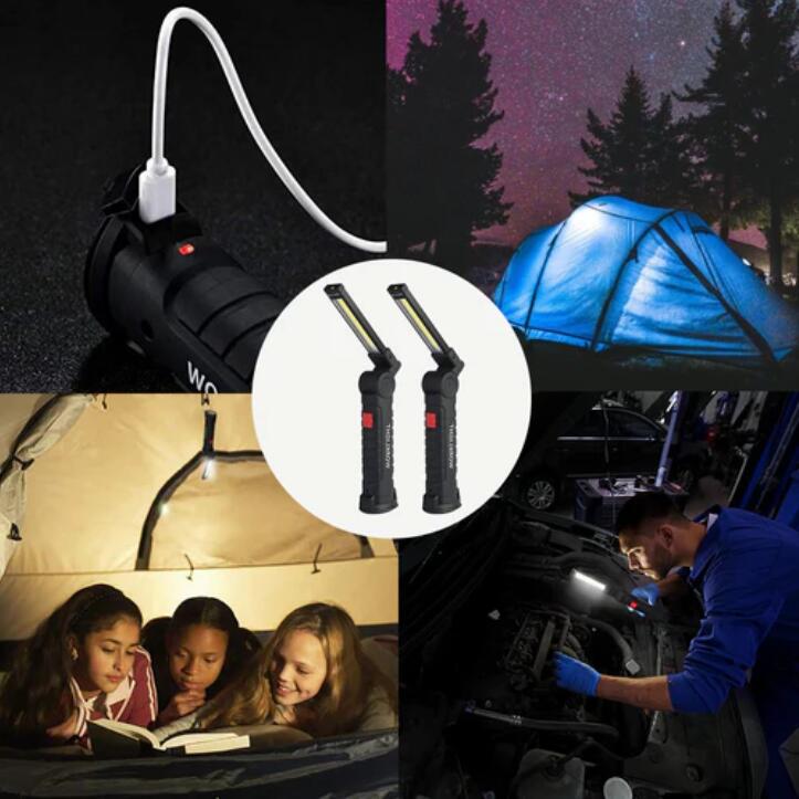 2 Pack LED Work Light Rechargeable 360° Rotate Magnetic Based 5 Modes LED Flashlight