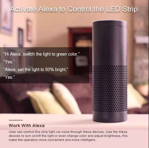 16.4ft（5Mtrs) 300LED SMD5050 RGB LED Light Strip Kit Music Sync, IR Remote, WiFi APP Controlled, Alexa Compatible