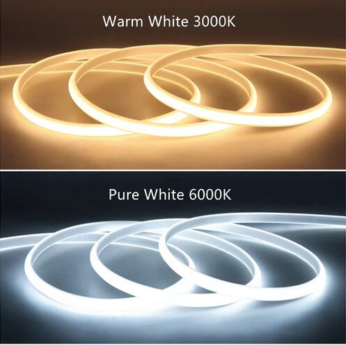 32.8Feet 110V AC / 220V AC Spotless FCOB LED Flexible Strip Light, IP65 Waterproof High Brightness with Inline Switch
