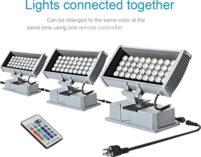 3pcs Pack LED RGB Wall Washer Lights with Remote Controller, 36W Waterproof Color Changing Wall Washer LED Light for Outdoor/Indoor Lighting Projects, Hotels, Building Wall Decorations