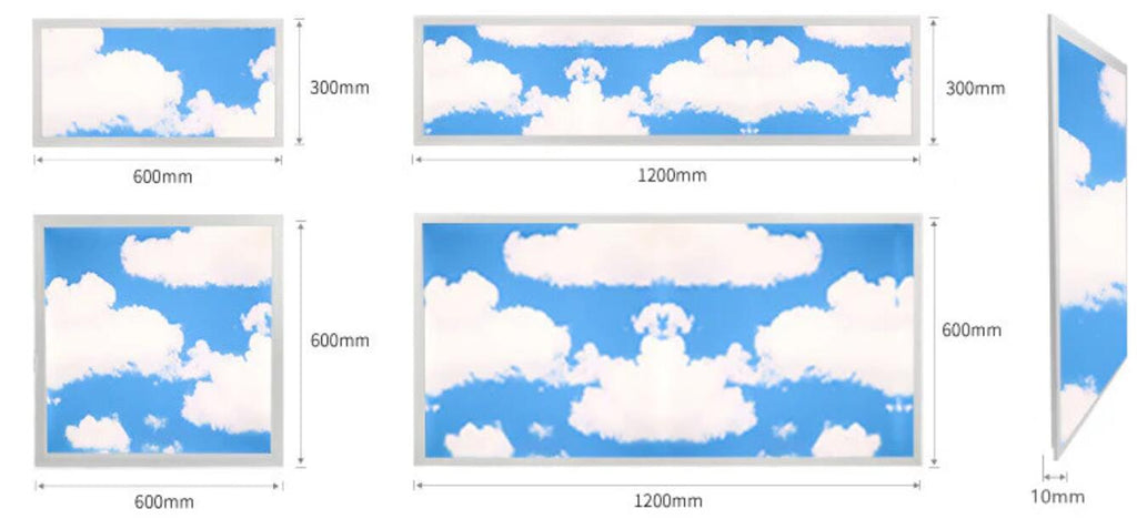 5 PACK LED Skylight 2x2 FT - 600*600mm 36W 3060LM LED Shop Display Blue Sky LED Flat Panel Light Framed For Ceiling Decoration