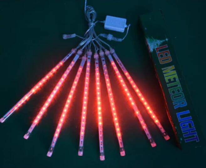 3PCS Pack of Christmas Lights Meteor Shower Rain Lights 8 Tube 12 Inch Waterproof Plug in Falling Rain Fairy String Lights for Halloween Christmas Holiday Party Home Patio Outdoor Decoration