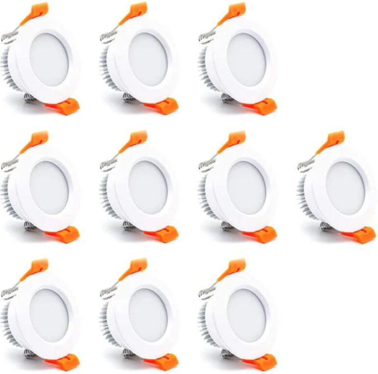 10 Pack 3W Dimmable Antifog LED Downlight CRI80 Flat Diffuser Ceiling Light -2-3/8'' Cutout