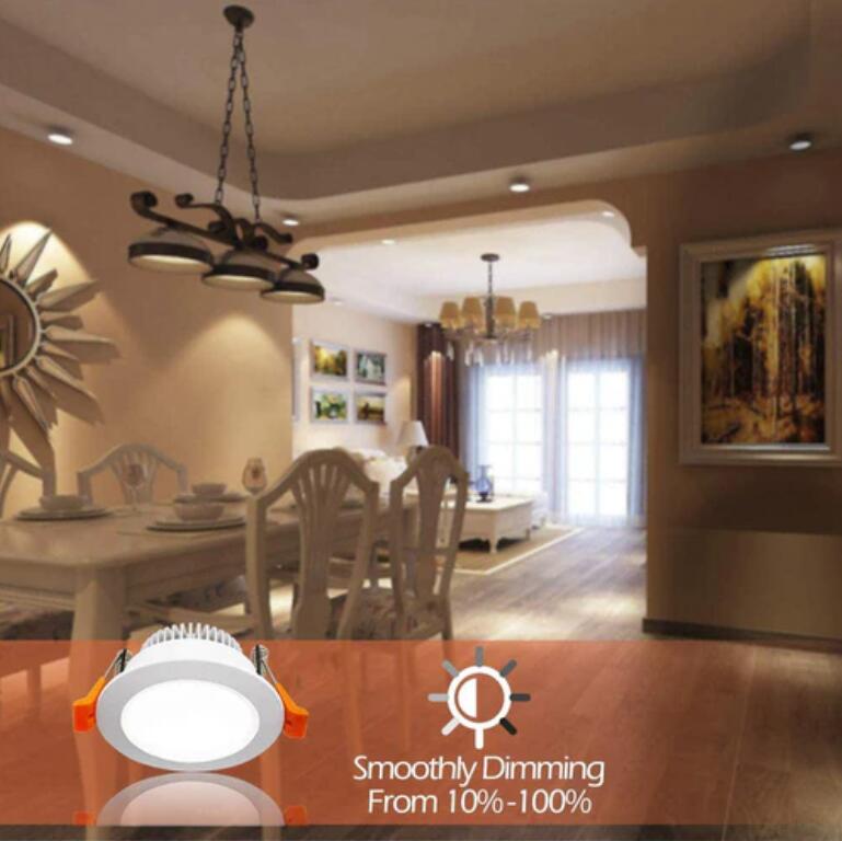 10 Pack 3W Dimmable Antifog LED Downlight CRI80 Flat Diffuser Ceiling Light -2-3/8'' Cutout