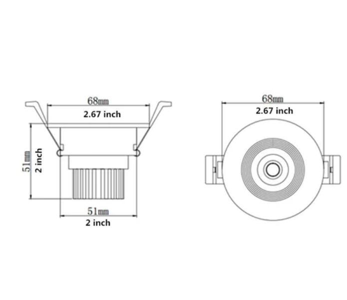 3W Dimmable LED Downlight CRI80 COB LED Ceiling Light Cut-out 2in/51mm 25W Halogen Bulbs Equivalent