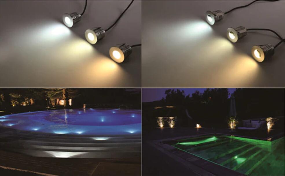 8PCS Pack 3W IP68 Underwater LED Lights Round Stainless Steel Cover Villa Garden Swimming Pool LED Light