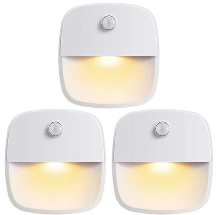 3 Pack LED Motion Sensor Light, Cordless Battery-Powered LED Night Light, Wall Light, Closet Lights, Safe Lights for Stairs, Hallway, Bathroom, Kitchen, Cabinet (White)