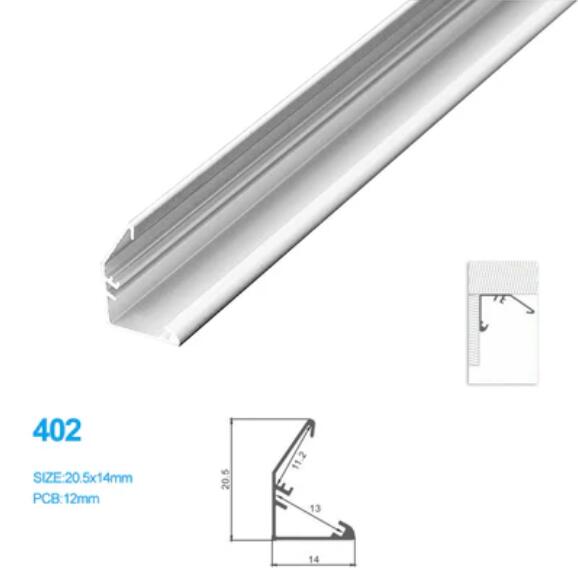 20.5*14MM Counter Lighting Aluminum Profile with Reflector Construction for LED strip lighting installation