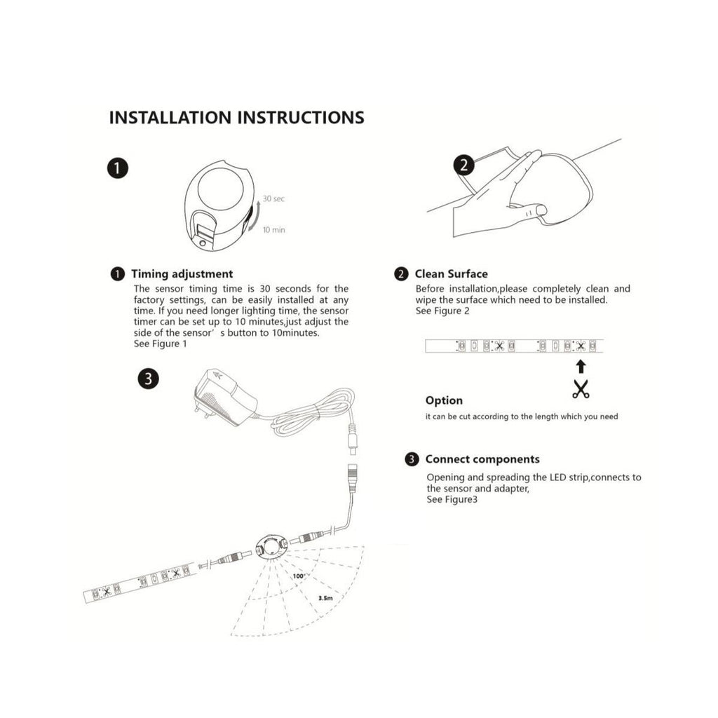 Motion Activated LED Strip Light Kit Under Cabinet LED Sensor Strip Under Bed light sensation