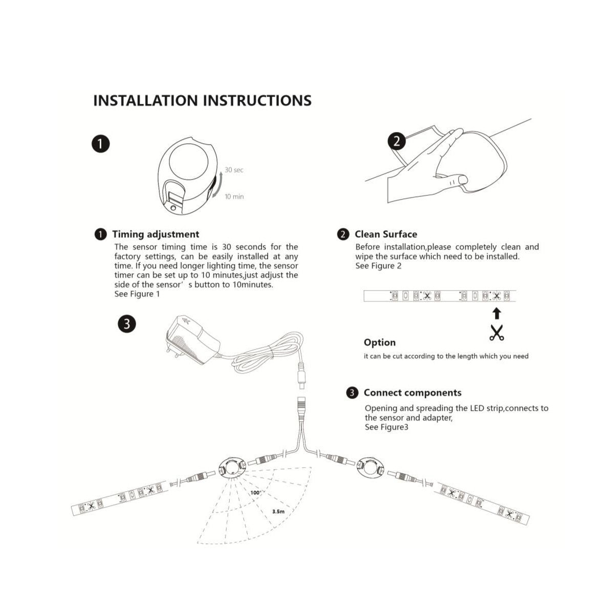 Motion Activated  LED Bed Light Automatic Strip Lighting Kit(Double Bed Kit)