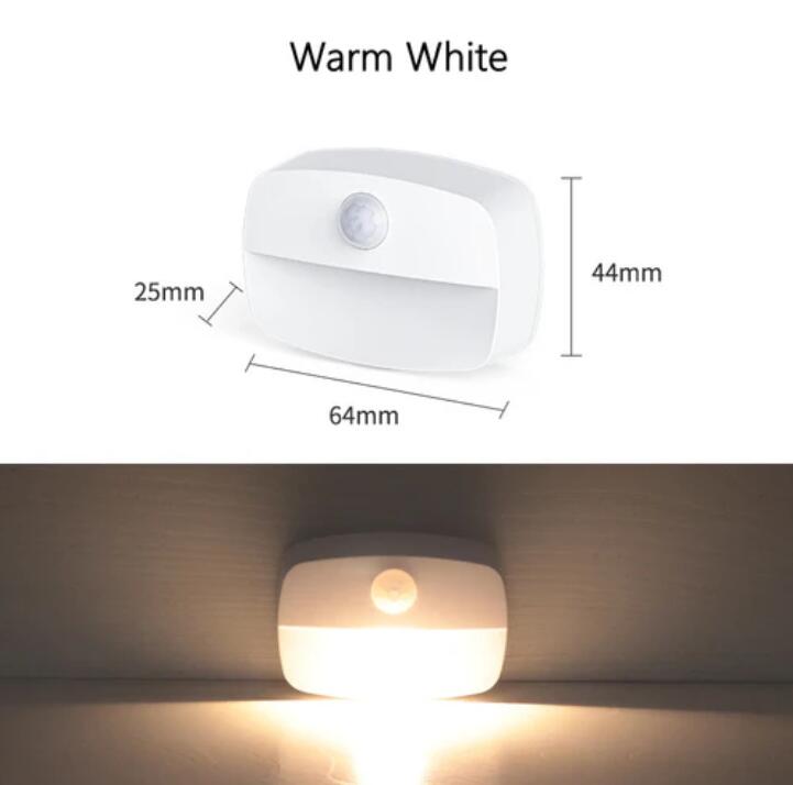 4Pack PIR Motion Sensor LED Night Light, Motion Activated Under Cabinet Light, Battery Operated Stick-on Anywhere Motion Activated for Kitchen Stairway (Battery not included)