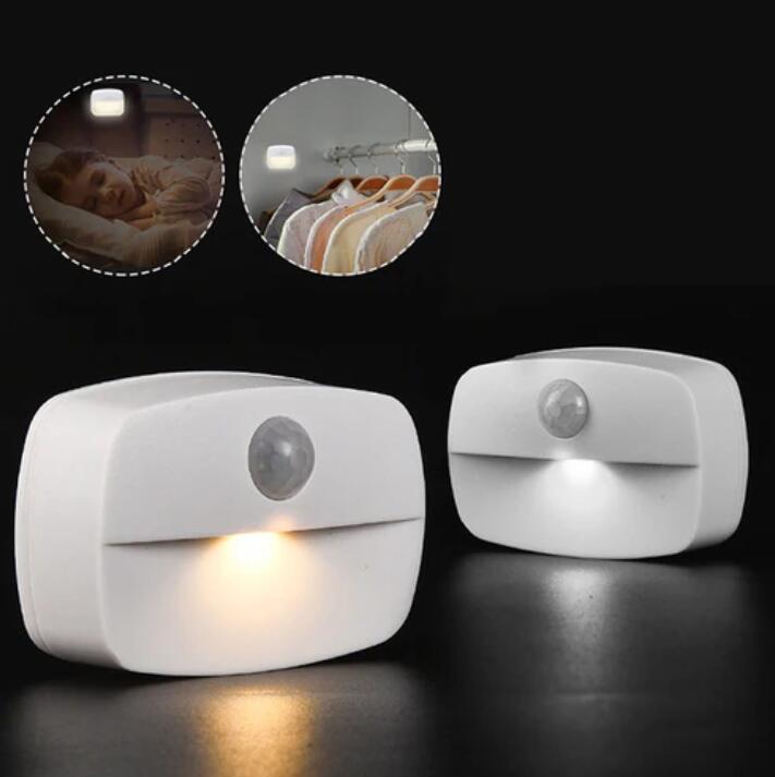 4Pack PIR Motion Sensor LED Night Light, Motion Activated Under Cabinet Light, Battery Operated Stick-on Anywhere Motion Activated for Kitchen Stairway (Battery not included)