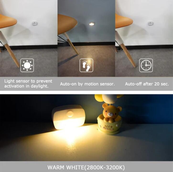 4Pack PIR Motion Sensor LED Night Light, Motion Activated Under Cabinet Light, Battery Operated Stick-on Anywhere Motion Activated for Kitchen Stairway (Battery not included)