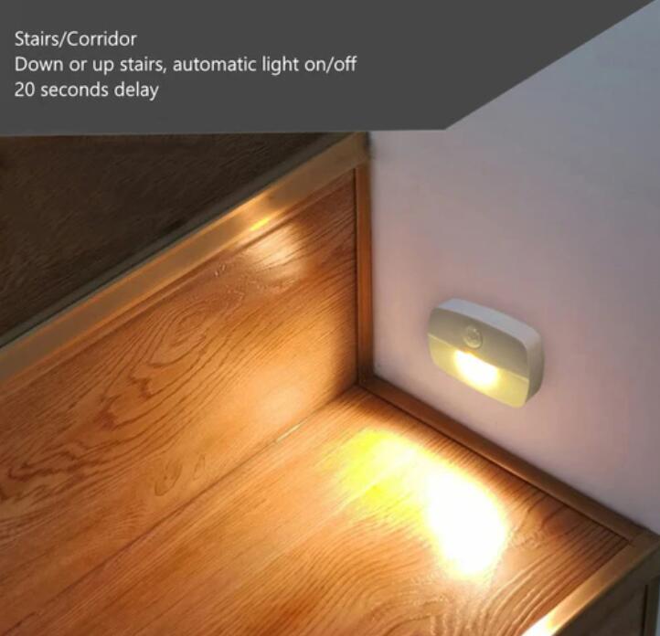 4Pack PIR Motion Sensor LED Night Light, Motion Activated Under Cabinet Light, Battery Operated Stick-on Anywhere Motion Activated for Kitchen Stairway (Battery not included)