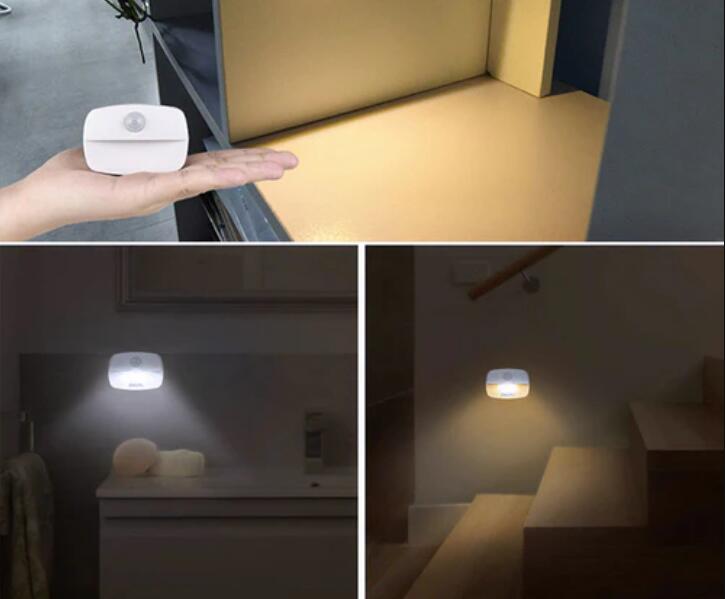 4Pack PIR Motion Sensor LED Night Light, Motion Activated Under Cabinet Light, Battery Operated Stick-on Anywhere Motion Activated for Kitchen Stairway (Battery not included)