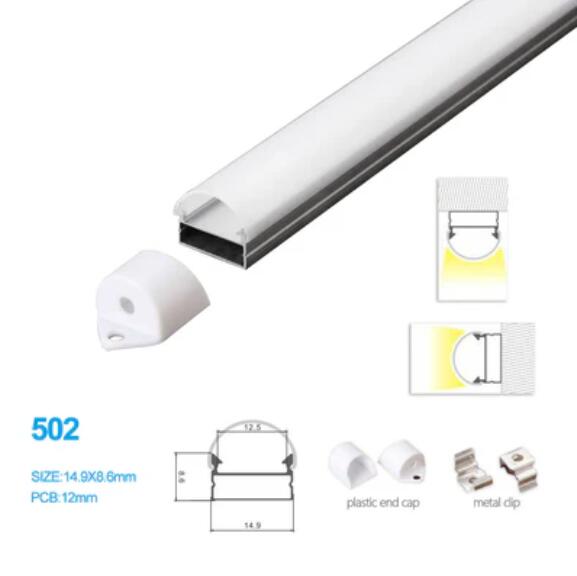 14.9*8.6MM LED Aluminum Profile with Semiround Milky White Cover for Ceiling or Wall Mounted