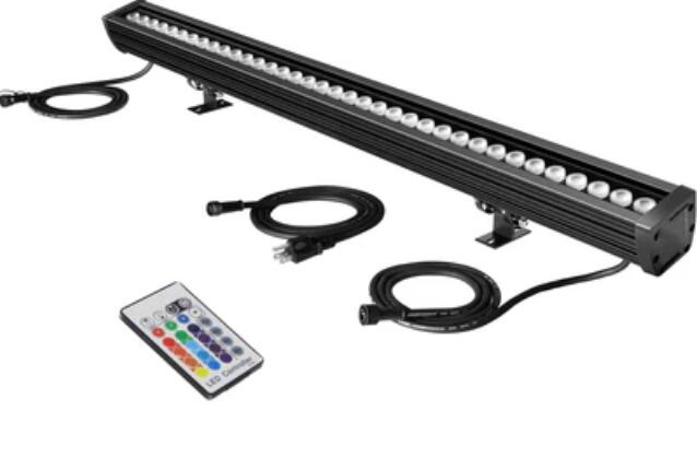 Linkable 5060 Linear LED RGB Wall Washer Lights with Remote Controller, 36W Waterproof Color Changing Wall Washer LED Light for Outdoor/Indoor Lighting Projects, Hotels, Building Wall Decorations