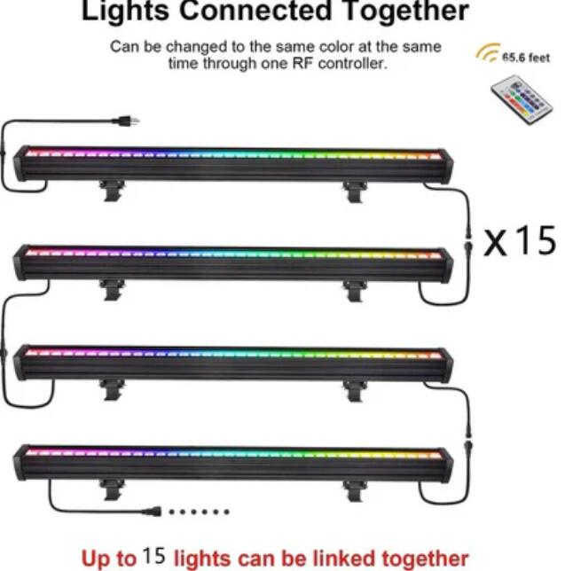 Linkable 5060 Linear LED RGB Wall Washer Lights with Remote Controller, 36W Waterproof Color Changing Wall Washer LED Light for Outdoor/Indoor Lighting Projects, Hotels, Building Wall Decorations