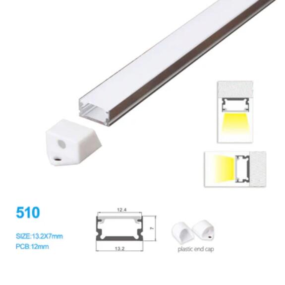 13.2*7 MM Ceiling/Wall Mounted LED Aluminum Profile with Flat Cover for LED Strip Lighting System
