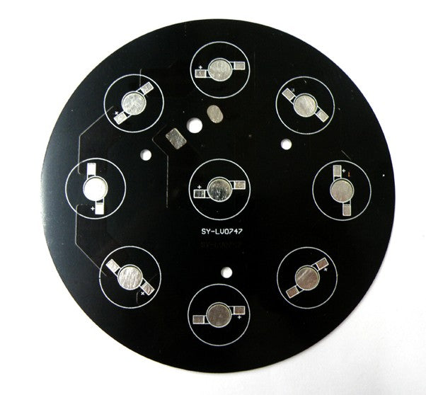 9W LED High Power Aluminum Plate 9 Series Connections Diameter 120mm